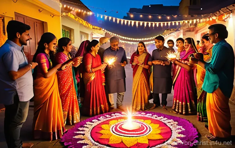 기독교와 힌두교 비교 - **Hindu Home Puja Scene**
    A warm and devotional scene of a multi-generational Indian family perf...