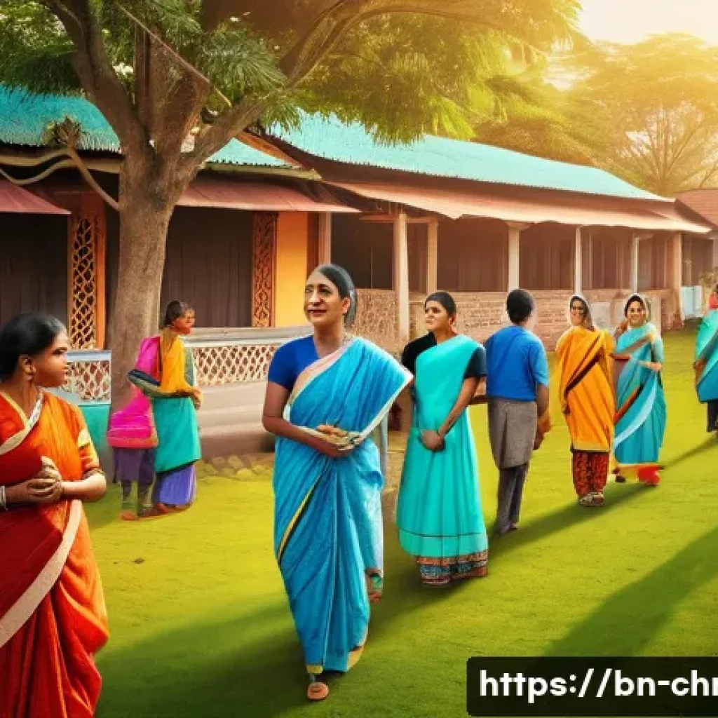 기독교와 디자인 사역 - A compassionate community campaign scene in a vibrant Bengali neighborhood, featuring diverse people...
