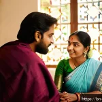 기독교 결혼식의 의미 - A serene and heartfelt scene of a Bengali Christian couple in traditional attire, sitting together i...