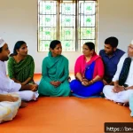 기독교와 갈등 해결 - A vibrant interfaith dialogue scene in a modern community center in Bangladesh, showing diverse peop...